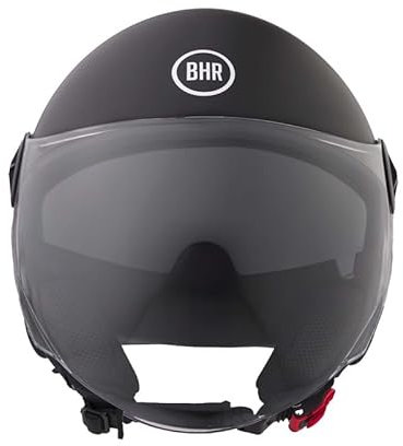 BHR Casco Demi-Jet 840 DUAL SHIELD - Casco Scooter Doppia Visiera Omologato ECE 22.06 con Visierino Interno Parasole e Sgancio Micrometrico - Nero Opaco M