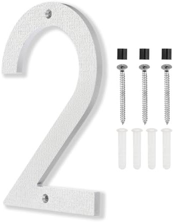 PATIKIL 8 Inch House Numbers, House Address Numbers Sign Large Floating Modern Home Number with Screws for Outside Door Wall Street, Silver, 2