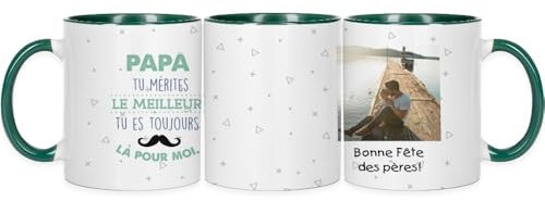 Wanapix | Tasse Personnalisée Fête des Pères | Tasse à Café Personnalisable | Céramique Mug Fete des Pères | Cadeaux papa | Va au micro-ondes | Monument Papa