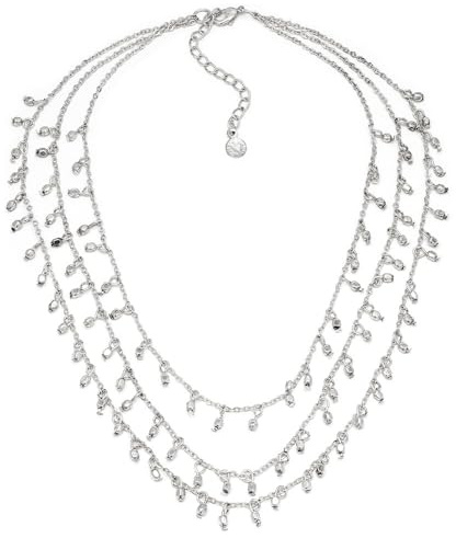 VLNET® | Vestopazzo collana placcata in argento 3 fili mini elementi | Lunghezza collana 49 + 6,5 cm| Lavorazione artigianale