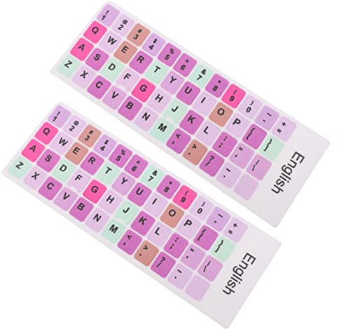 HOMOCONO 2Sheets English Keyboard Stickers for Laptop Decals for Layout Non Transparent Design for Worn Out Keys for Language Learning and Communication
