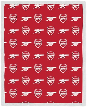 Arsenal FC Officially Licensed Fleece Sherpa Throw Blanket | Super Soft, Football Combo Design | Warm Super Soft Feel Red Throw | Perfect for Home, Bedroom, Sleepovers & Camping