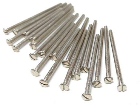 M3.5 Slotted Raised Countersunk Electrical Socket, Faceplate, Surface, Light Switch Screws, Nickel Plated (20, 3.5mm x 75mm)