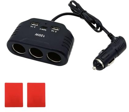 Adaptateur Allume Cigare, Chargeur Voiture, Allume Cigare Charge Rapide, avec 3 Ports (2 USB+1 Type-C), 12V-24V, 120W