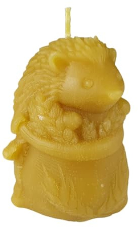 Bienenwachskerze Igelkerze im Jutesack 10 cm Tierfreund — handgegossene Igel-im-Sack-Figur mit Stachel-Rücken, Made in Germany