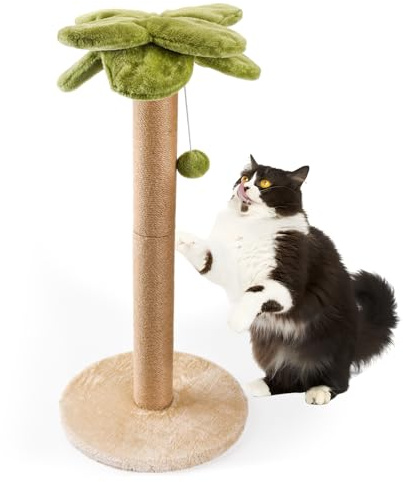 LIFLIX Palme - Tronco tiragraffi per gatti, 86 cm, con pallina sospesa, corda in sisal, per gatti e gattini