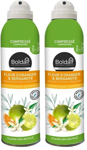 BOLDAIR - Destructeur d'odeur et parfumants d'intérieur - Format compressé - parfum fleur d'oranger et bergamote - sans retombées - Flacon 100% recyclé - écologique - 250ML - Fabrication française
