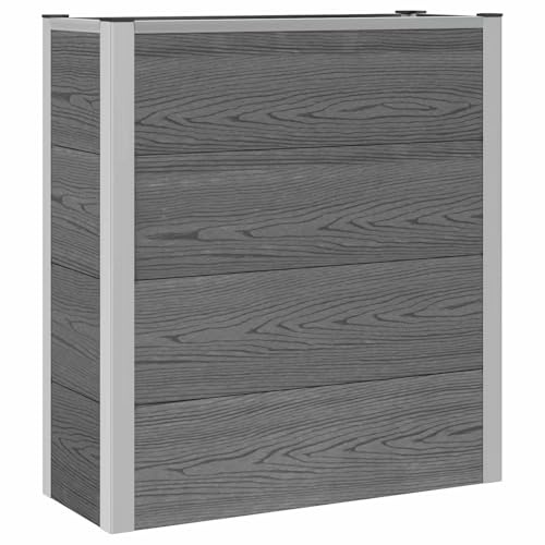 QJBSAVVA Aiuola rialzata grigia, 75 x 30 x 82 cm, in WPC e alluminio, fioriera con griglia in metallo rimovibile, per giardino e terrazza, aiuola per erbe aromatiche e verdure con fondo aperto
