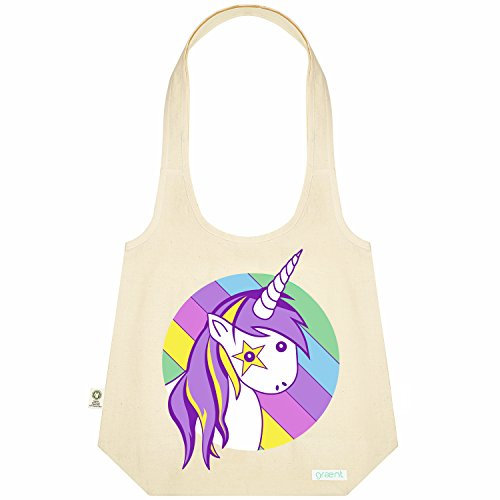graent Einhorn - Baumwolltasche/Einkaufstasche (Bio-Baumwolle & Fairtrade)