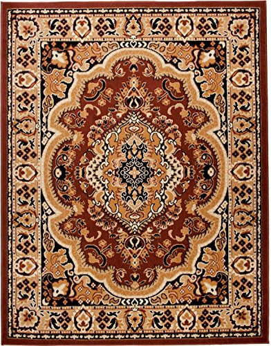 Carpeto Klassischer Orientteppich & Perserteppich mit Orientalisch Muster Kurzflor in Beige Braun/TOP Preis - ÖKO TEX (100 x 200 cm)