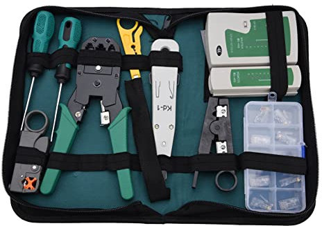 VBESTLIFE 11-in-1 Network Maintenance Cable Repair Kit LAN Repair, Wire Stripper + Screwdriver + Cable Tester Combination for RJ11 / RJ45 / CAT5 / 5e, etc.