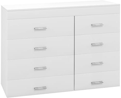 HOMCOM Mueble con cajones cajonera de Madera para Dormitorio, Cocina y baño 90 × 35 × 73 cm Blanco