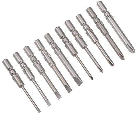 sourcing map Screwdriver Bits Set 10pcs 4mm Round Shank Magnetic Phillips Slotted Screwdriver Bit 40mm Length S2 Screw Driver Kit Tools