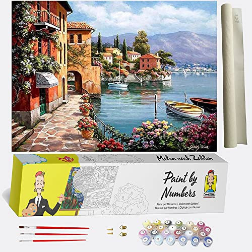 DonElton Malen nach Zahlen Erwachsene Kinder-DIY Malen nach Zahlen Hafen–Leinwand Set für Heimdekoration–Ölgemälde mit Pinseln und Acrylpigmenten-40x50 cm-Paint by Numbers Mädchen und Jungen