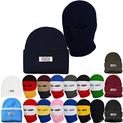 PGwear Mütze und Sturmhaube 2 in 1 schwarz weiß rot blau gelb grün (Navy)