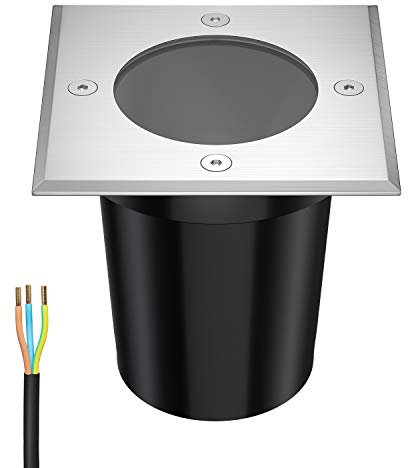 ledscom.de Bodeneinbauleuchte RELI für außen, IP67, edelstahl, eckig, 11 x 11cm, 1x GU10 max. 15W