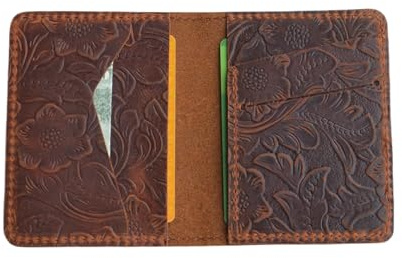 JJNUSA Herren Minimalistische Leder Geldbörse Geldbörse Kartenhalter Distressed Wallets für Geschenke, Retro Braun, M, Minimalistisch
