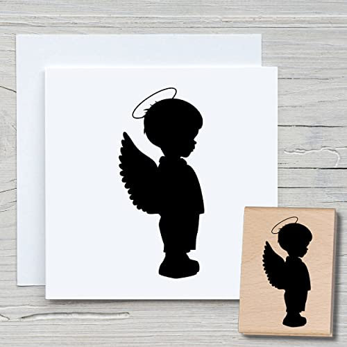 NEWSTAMPS Stempel Engel Bub Motivstempel aus Holz & Gummi zum Karten und Geschenke basteln, Holzstempel für Weihnachten, Weihnachtskarte, Advent, Scrapbook, Textilstempel, Deko, Freunde