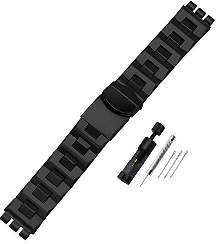 ZHUOLEI Swatch Uhrenarmband, Ersatz-Edelstahl-Uhrenarmband mit Doppelverschluss, Ersatz für Swatch-Uhren (19 mm) mit Werkzeug