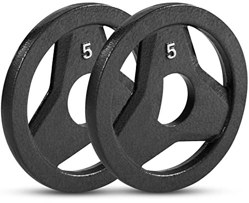 JFIT Gusseisen Olympische 2 Zoll Griffplatte für Langhantel, 2,3 kg Set mit 2 Scheiben Eisen Griffplatten für Gewichtheben, Crossfit - 5,1 cm Hantelscheibe für Bodybuilding