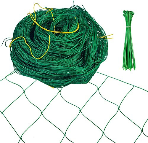 Hywean Filet d'escalade pour Plantes, 1,8x5m Filet de Treillis Jardin pour Plante Grimpantes en Nylon avec 50 Câble Ties, Filet à Ramer pour Récolte de Concombres Légume Tomates et Autres Légumes