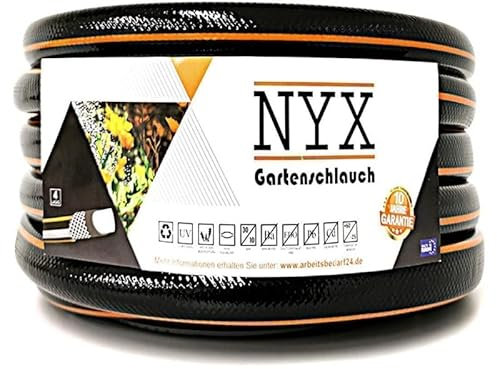 Gartenschlauch 3/4 NYX Premium 10 Jahre Garantie 4 lagig Wasserschlauch Bewässerungsschlauch schwarz/orange (50)