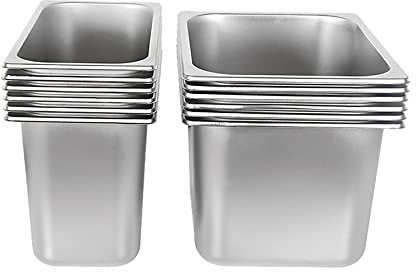 LIGOU 6 Teglie Gastronorm in Acciaio Inox GN 1/9 - Set Professionale per Forno/Griglia con Finitura a Specchio, Lavastoviglie Sicuro - Per Hotel, BBQ e Cucina Domestica (Certificato NSF) (150mm)