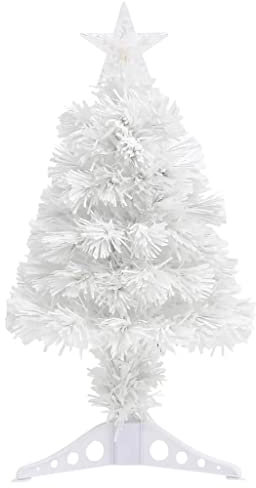 vidaXL Albero di Natale Preilluminato Supporto Decorazioni Natalizie Illuminazione Addobbi Feste FESTIVITÀ Invernali Bianco 64 cm in Fibra Ottica