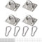 EGGMARCH 4 Pcs M6 Oblong Pad Eye Plate and 4Pcs Carabiner Clips, Stainless Steel Staple Hook Loop Suspension Ceiling Hooks Marine Hardware Anchor plates U Hooks with Screws and Plastic Plugs (Silver)