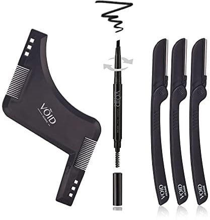 VOID Homme - Bartfutter-Set – Bartfüller-Stift, Bartkamm und Bartausrichtungsrasierer – Bartfüller-Set für wasserfestes, natürliches Aussehen (Schwarz)
