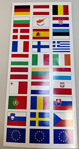 EUROPE 30 Aufkleber Landes in Europa, 20 x 30 mm Vinyl.