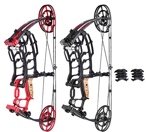AMEYXGS Bogenschießen Compoundbogen Dual-Purpose 40-65lbs Verstellbares Katapult Stahlkugel Jagdbogen Composite Pulley Bögen für das Bogenschießen im Freien Bogenfischen RH/LH (Schwarz)
