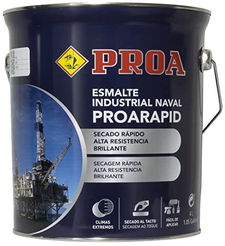 ESMALTE NAVAL E INDUSTRIAL PROARAPID. Gris Azulado. 4 L. BRILLANTE. Esmalte de secado rápido y gran dureza. PROA