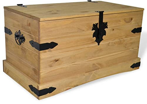 INLIFE Truhe Mexiko-Stil Kiefernholz 91x49,5x47 cm