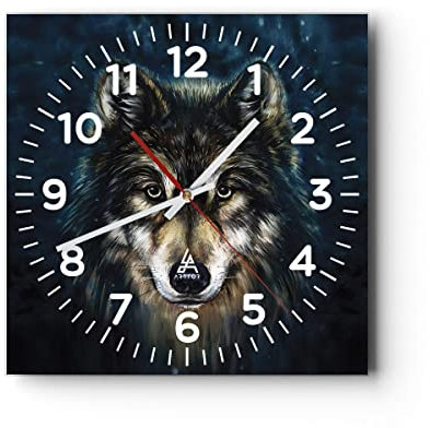 ARTTOR Modern Glasuhr 30x30cm Quadrat Wanduhr Kunst Tiere - 4845
