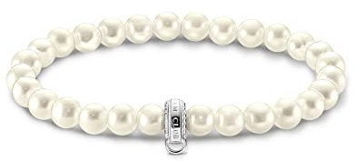 Thomas Sabo Damen Charm-Perlenarmband Silber 925 Sterlingsilber X0284-082-14