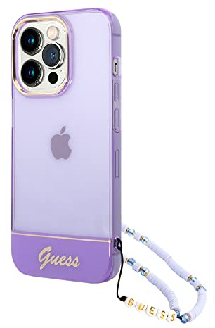 Guess GUHCP14XHGCOHU hülle für iPhone 14 Pro Max 6,7 violett/Purple hardcase Translucent Pearl Strap