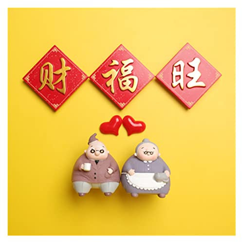 Generic Magnete, Kühlschrankmagnete, Kühlschrankmagnet 3D-Kühlschrankaufkleber im chinesischen Stil, niedliche Gläser, altes Paar, Zuhause, Küche, Dekoration (Color : 5) (Color : 4)