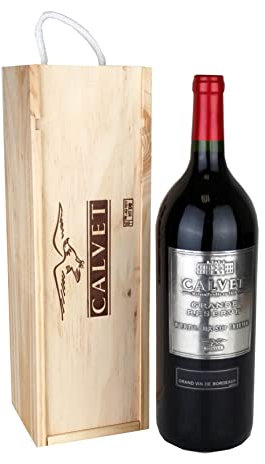 Calvet - Coffret cadeau vin rouge Grande Réserve, Bordeaux Supérieur - Magnum en caisse bois (1 x 1.5 L)