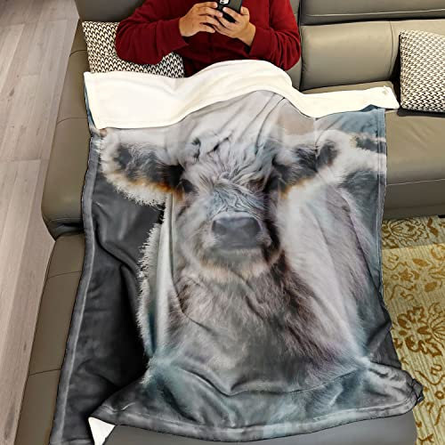 Violetpos 150x200 cm Flanell Weich Fleecedecke Kuscheldecken SanftBettüberwurf Decke Weiße Kuh