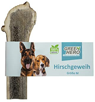 Green Hero Hirschgeweih Kausnack Größe M - 11 cm natürlicher und nachhaltiger Kauknochen aus Hirsch Geweih für Hunde langlebig zur Unterstützung von Kiefer und Zähnen