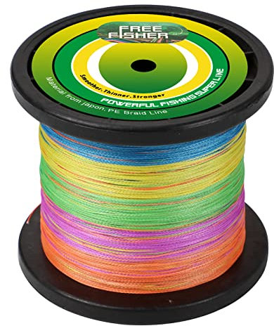 YFPICO Geflochtene Angelschnur 4 Fach 1000M Angelschnur Geflochten Stark PE Braided Fishing Line Geflochtene Angelschnüre Angel Schnur für Salzwasser Süßwasserangeln,Farbig