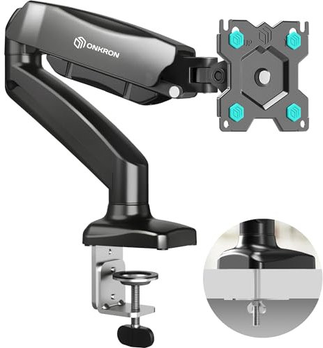 ONKRON Monitor Halterung für 13-32 Zoll Bildschirm bis 8 kg, Bildschirmhalterung mit Gasdruckfeder Arm, Monitorhalterung VESA 75x75 & 100x100, Tischhalterung Monitor Stand verstellbar Schwarz G80-B