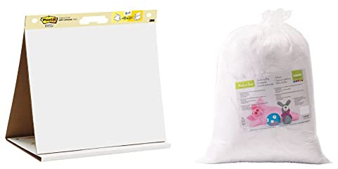 Post-it Super Sticky Meeting Charts, Packung mit 1 Block, mit 20 Blättern, 584 mm x 508 mm, Farbe: Weiß & Vaessen Creative Füllwatte weiß 1000g