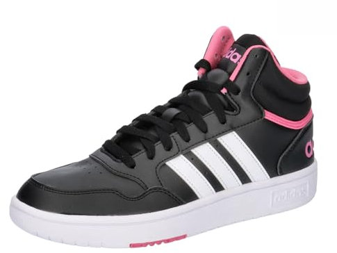 adidas Femme Hoops 3.0 Mid Shoes Chaussures, Core Black/Cloud White/Pink Fusion, 38 EU