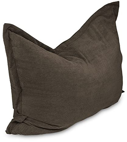 chilly pilley Sitzsack L XL XXL Cordstoff Bodenkissen Beanbag Styropor Füllung Riesensitzsack Cord-Material Sitzkissen Gartenkissen zum Liegen und Sitzen Cord 100x70 Braun