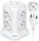 TOPREK Multipresa Verticale con 8 Prese Universali ITA 10/16A e Schuko e 2 USB C e 2 USB A(USB-C1 20W PD3.0 Ricarica Rapida), 4000W/16A, Ciabatta Multipresa con Interruttore, 2M Cavo,Spina 16A,Bianco
