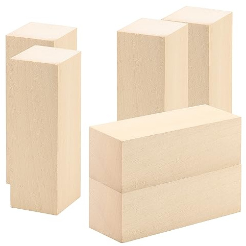 ZEONHAK 6 PCS Basswood Carving Blocks, 15x5x5cm Unfinished Wood Blocks, Wood Block for Whittling Wood DIY