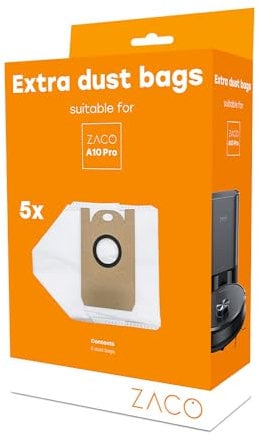 ZACO A10 Pro 5x Ersatz Staubbeutel für Saugroboter mit Absaugstation, Original Ersatzteile & Zubehör, passend für ZACO A10 Pro Staubsauger Roboter mit Wischfunktion
