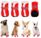 Jodsen Hundeschuhe,4 Stück Hundestiefel Pfotenschutz,Anti-Rutsch Hundeschuhe,Winter Warm Hundeschuhe,Pfotenschützer Hundeschuhe,Schuhe Hunde für Kleine Hunde Winter (Rot)